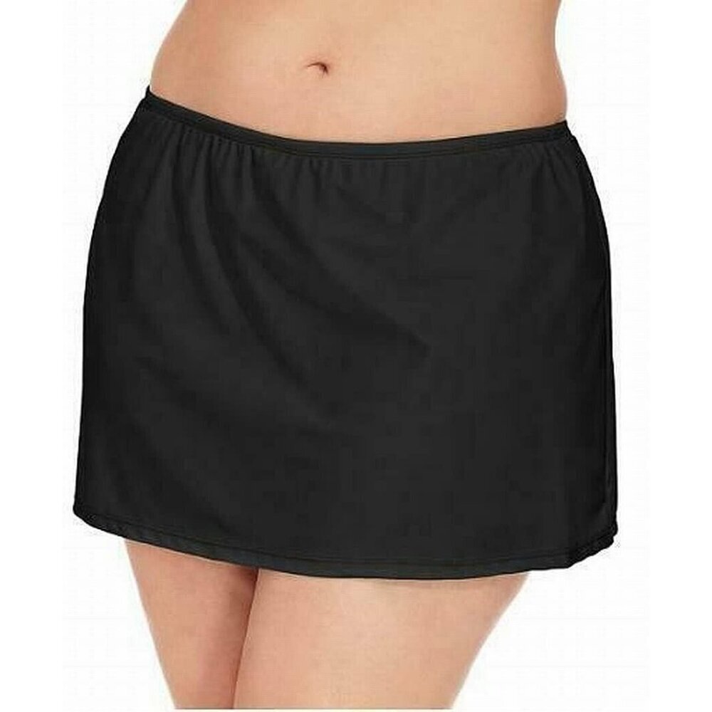 Island Escape Women's Plus 18W Swim Skirt Black‎ NWT